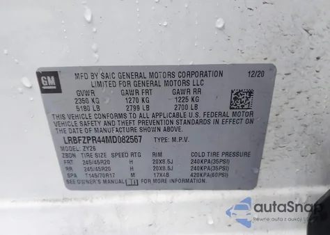 2021 Buick Envision Awd Essence z USA, uszkodzony, nr VIN LRBFZPR44MD082567